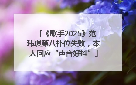 《歌手2025》范玮琪第八补位失败，本人回应“声音好抖”
