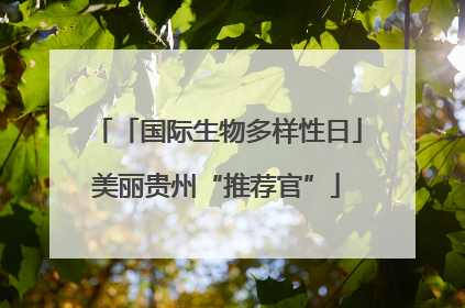「国际生物多样性日」美丽贵州“推荐官”