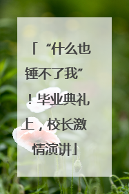 “什么也锤不了我”！毕业典礼上，校长激情演讲