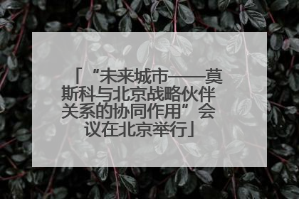 “未来城市——莫斯科与北京战略伙伴关系的协同作用”会议在北京举行
