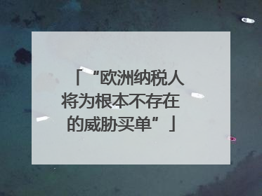 “欧洲纳税人将为根本不存在的威胁买单”