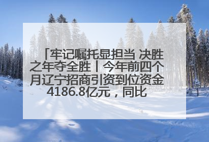 牢记嘱托显担当 决胜之年夺全胜丨今年前四个月辽宁招商引资到位资金4186.8亿元，同比增长17.4%