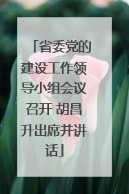 省委党的建设工作领导小组会议召开 胡昌升出席并讲话