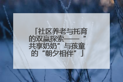 社区养老与托育的双赢探索——“共享奶奶”与孩童的“朝夕相伴”