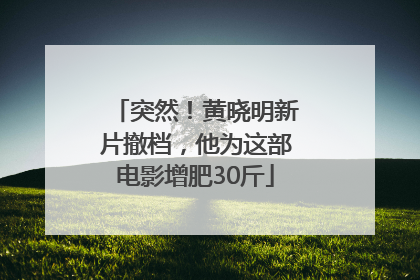 突然！黄晓明新片撤档，他为这部电影增肥30斤