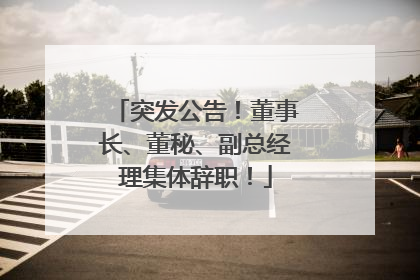 突发公告！董事长、董秘、副总经理集体辞职！