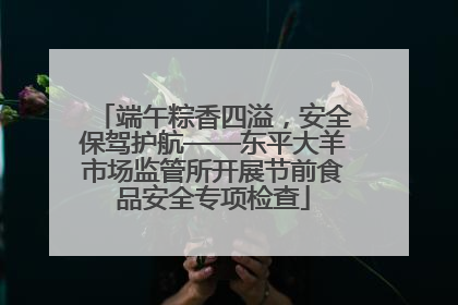 端午粽香四溢，安全保驾护航——东平大羊市场监管所开展节前食品安全专项检查
