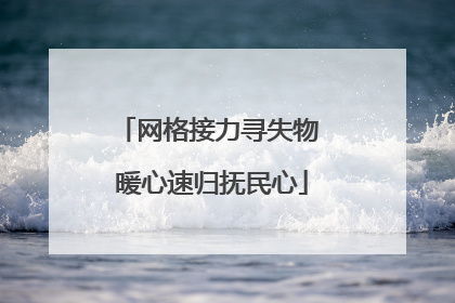 网格接力寻失物 暖心速归抚民心