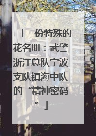 一份特殊的花名册：武警浙江总队宁波支队镇海中队的“精神密码”