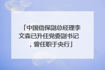 中国信保副总经理李文森已升任党委副书记，曾任职于央行