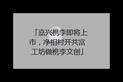 嘉兴槜李即将上市，净相村开共富工坊做槜李文创