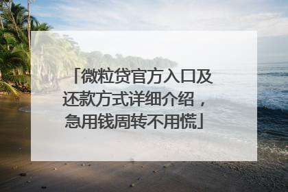 微粒贷官方入口及还款方式详细介绍，急用钱周转不用慌