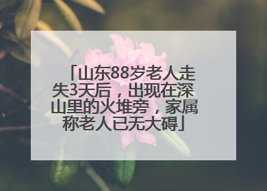 山东88岁老人走失3天后，出现在深山里的火堆旁，家属称老人已无大碍