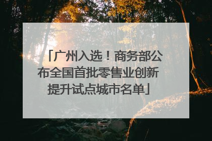 广州入选！商务部公布全国首批零售业创新提升试点城市名单