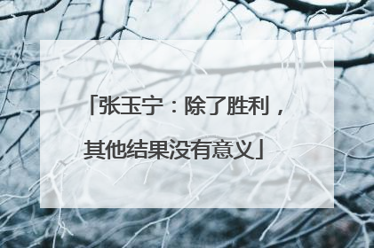 张玉宁：除了胜利，其他结果没有意义