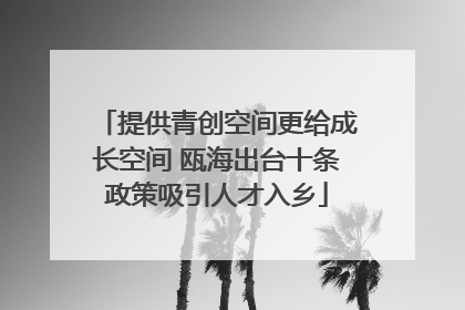 提供青创空间更给成长空间 瓯海出台十条政策吸引人才入乡