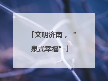 文明济南，“泉式幸福”
