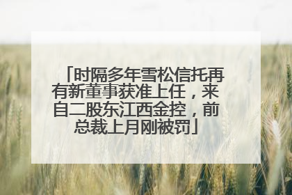 时隔多年雪松信托再有新董事获准上任，来自二股东江西金控，前总裁上月刚被罚