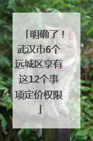 明确了！武汉市6个远城区享有这12个事项定价权限