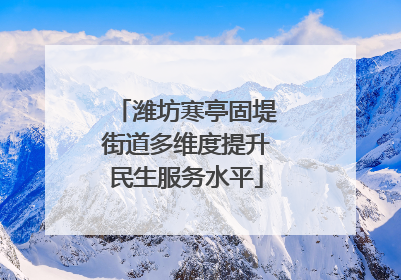潍坊寒亭固堤街道多维度提升民生服务水平