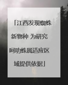 江西发现蜘蛛新物种 为研究呵叻蛛属适应区域提供依据