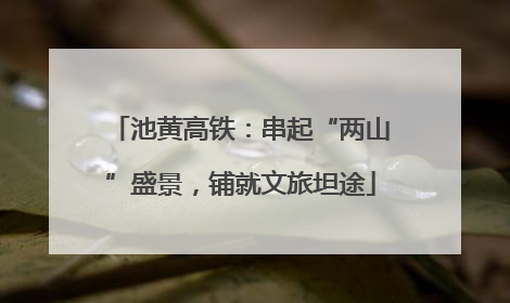 池黄高铁：串起“两山”盛景，铺就文旅坦途