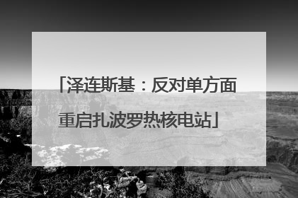 泽连斯基：反对单方面重启扎波罗热核电站