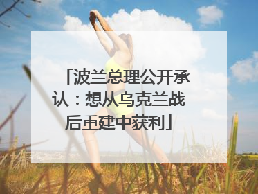 波兰总理公开承认：想从乌克兰战后重建中获利