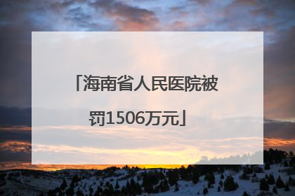 海南省人民医院被罚1506万元