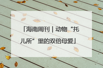 海南周刊｜动物“托儿所”里的双倍母爱