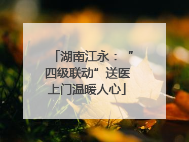 湖南江永：“四级联动”送医上门温暖人心