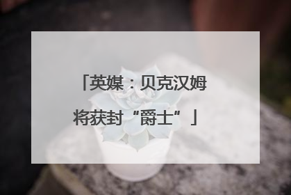 英媒：贝克汉姆将获封“爵士”