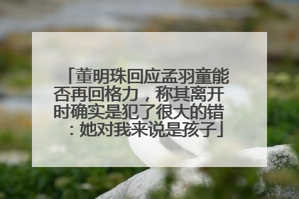 董明珠回应孟羽童能否再回格力，称其离开时确实是犯了很大的错：她对我来说是孩子