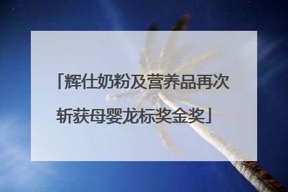 辉仕奶粉及营养品再次斩获母婴龙标奖金奖