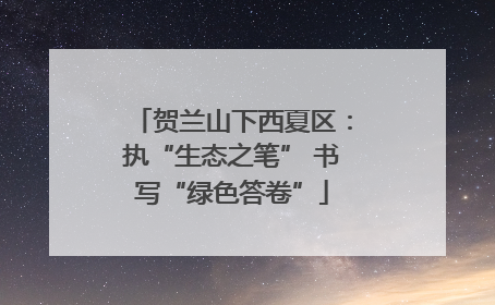 贺兰山下西夏区：执“生态之笔” 书写“绿色答卷”