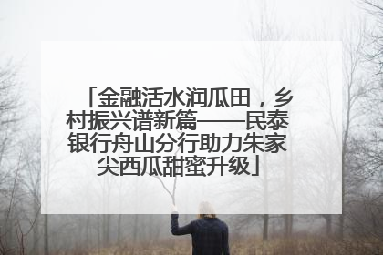 金融活水润瓜田，乡村振兴谱新篇——民泰银行舟山分行助力朱家尖西瓜甜蜜升级