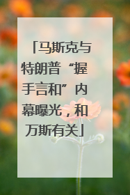 马斯克与特朗普“握手言和”内幕曝光，和万斯有关