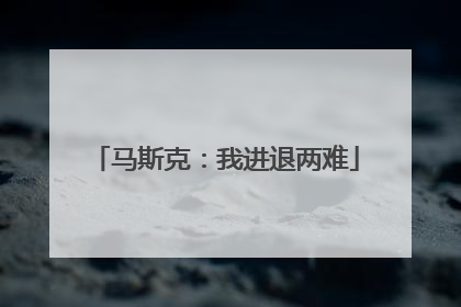 马斯克：我进退两难