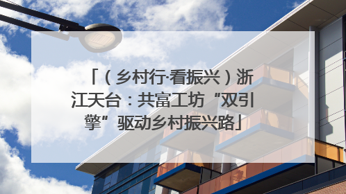 （乡村行·看振兴）浙江天台：共富工坊“双引擎”驱动乡村振兴路