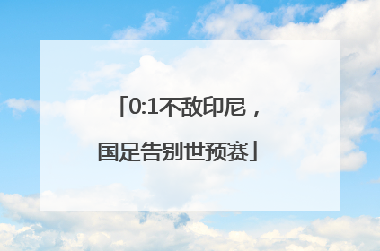 0:1不敌印尼，国足告别世预赛