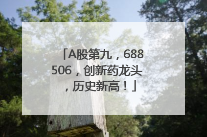 A股第九，688506，创新药龙头，历史新高！